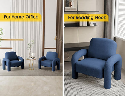 Modern Sherpa Accent Chair, Teddy Upholstered Arm Single Sofa, Cozy Fluffy Reading Chair for Living
