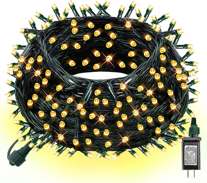 Dazzle Bright Christmas String Lights, 66FT 200 LED Connectable Green Wire 8 Modes String Lights