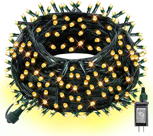 Dazzle Bright Christmas String Lights, 66FT 200 LED Connectable Green Wire 8 Modes String Lights