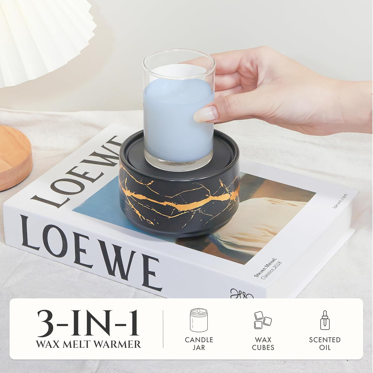 PALANCHY Wax Melt Warmer Ceramic 3-in-1 Oil Burner Electric Candle Wax Warmer Burner Melter