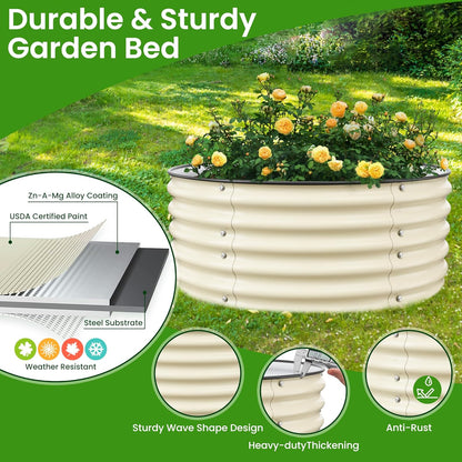 Round Raised Garden Bed Kit, 3.5x3.5x1.4Ft Outdoor Zinc-Aluminum-Magnesium Metal Flower Beds
