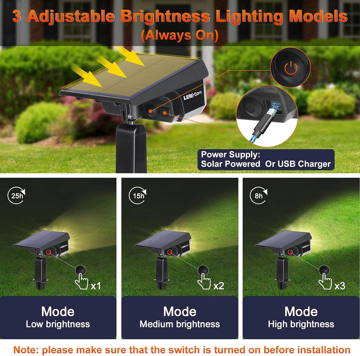 40 LEDs Spotlights,IP65 Waterproof Solar Powered Landscape Spotlights 2-in-1 Wall Light, Outdoor