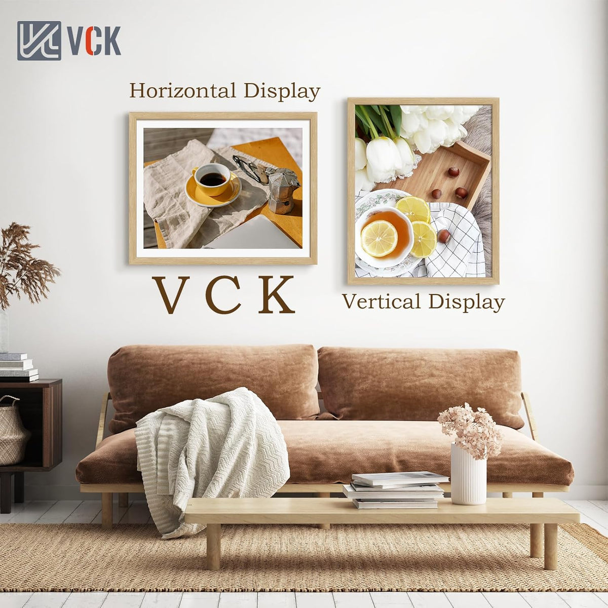 VCK 20x30 Oak Wood Frame for Poster & Picture, Natural Solid Wood Photo Frames 3 Pack, Wall