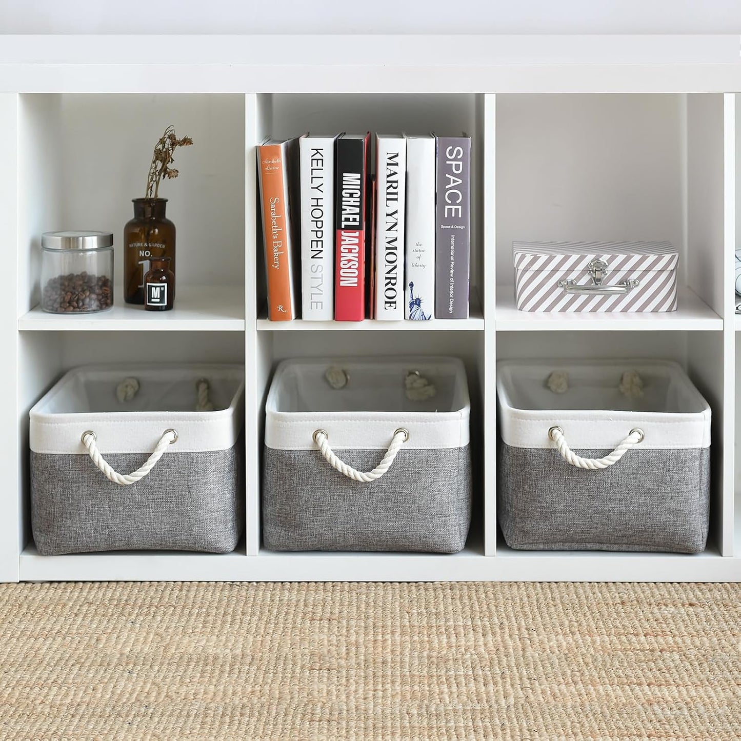 TheWarmHome Storage Basket for Organizing - 15.7x11.8x8.2 inch Large 3 Pack Collapsible Storage