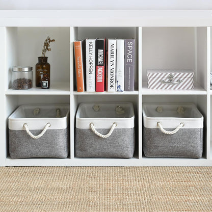 TheWarmHome Storage Basket for Organizing - 15.7x11.8x8.2 inch Large 3 Pack Collapsible Storage