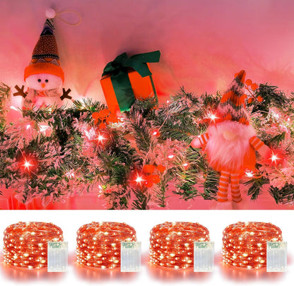4 Pack 60LED Christmas Fairy Lights Battery Operated - 20FT Twinkle Lights with 2 Lighting Modes
