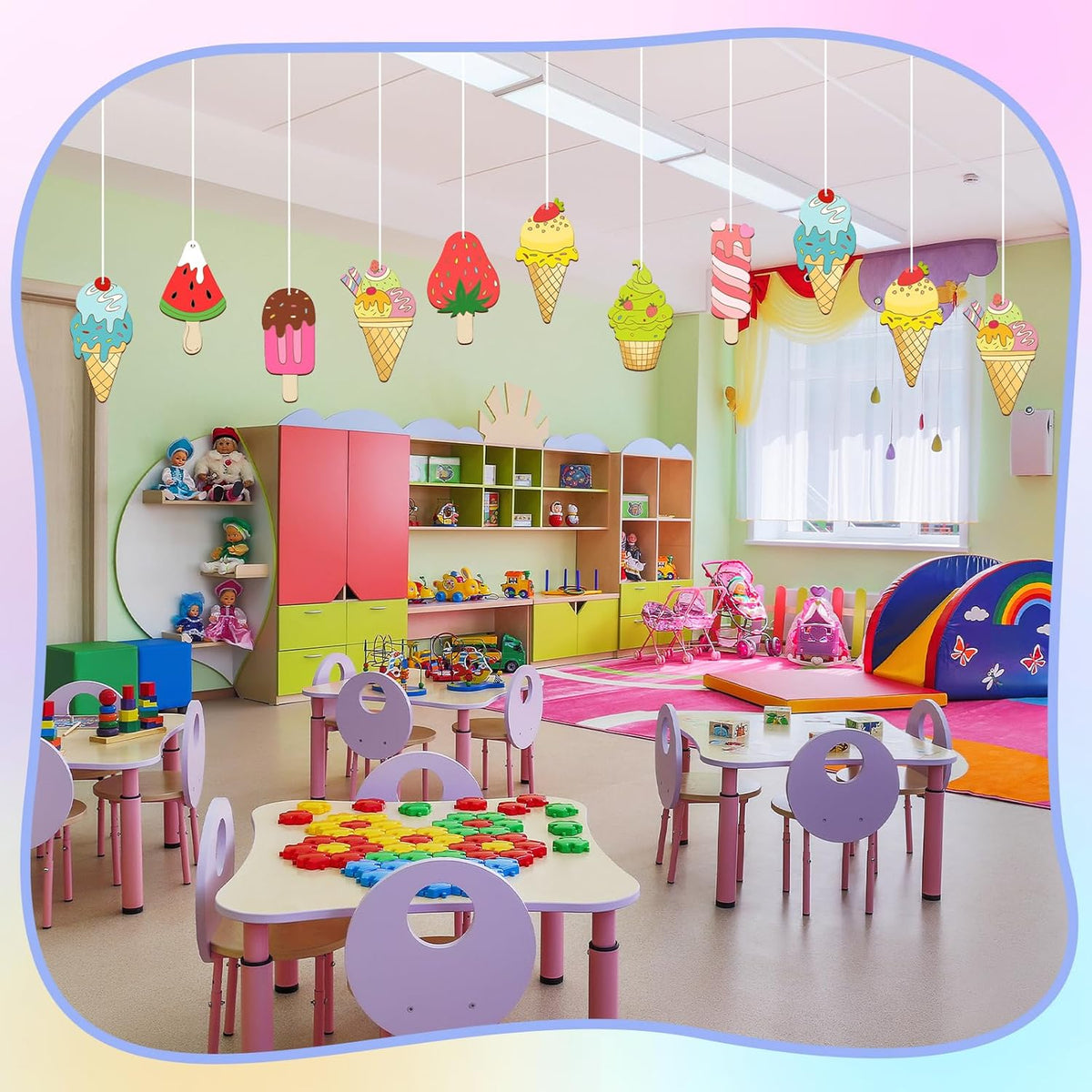 80PCS Wooden Ice Cream Cutouts Ornaments to Paint,Summer Decorations 8 Styles DIY Blank Unfinished