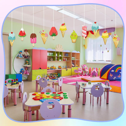 80PCS Wooden Ice Cream Cutouts Ornaments to Paint,Summer Decorations 8 Styles DIY Blank Unfinished