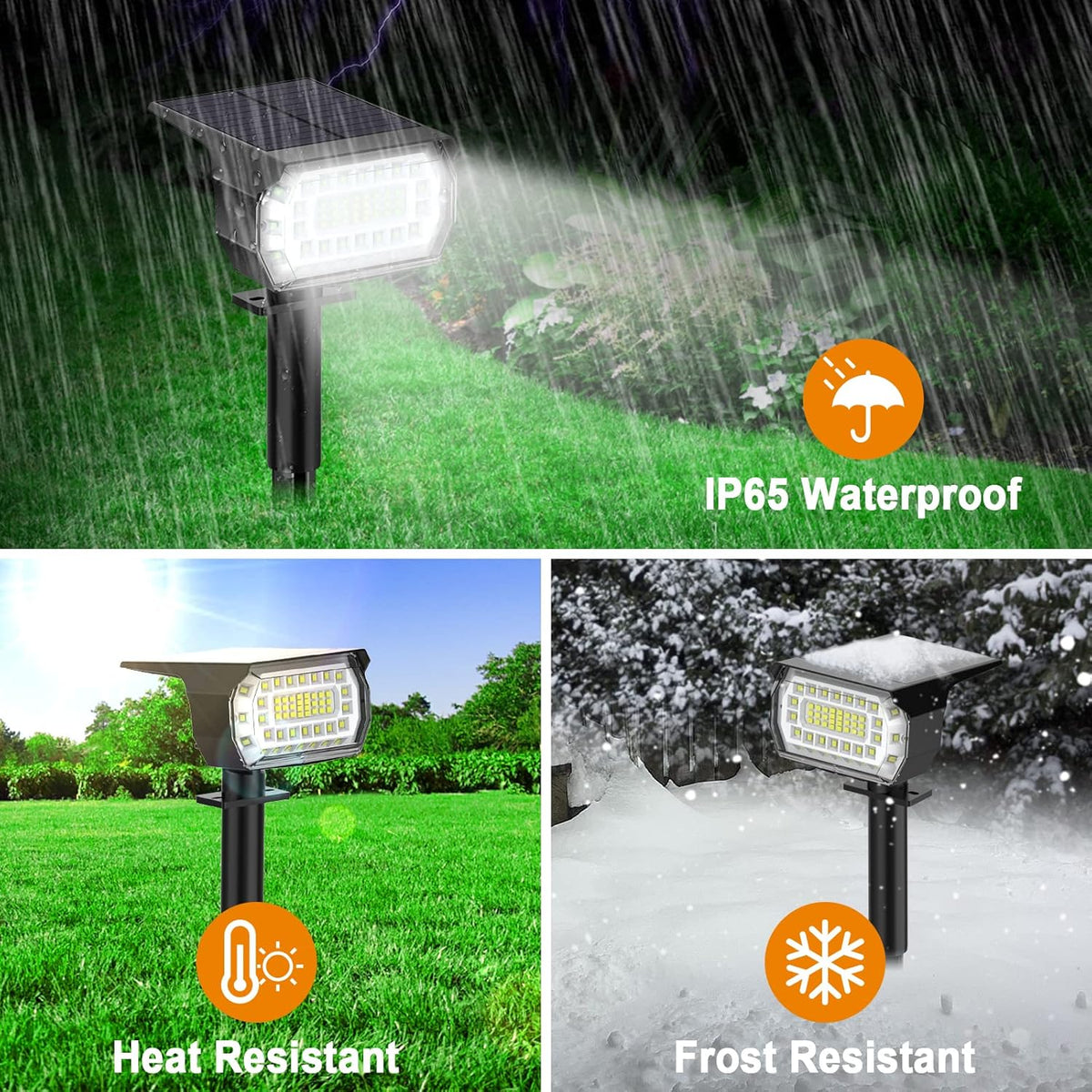 LANSOW Solar Spot Lights Outdoor, [2 Pack/57 LED] 2-in-1 Solar Landscape Spotlights, 3 Modes IP65