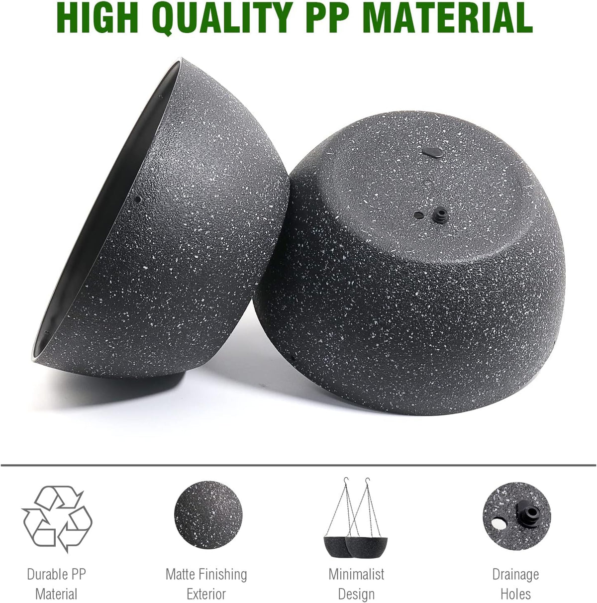 WOUSIWER 13 inch 2Pack Large Hanging Planters for Outdoor Indoor Plants with Drainage Holes and