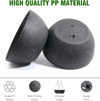 WOUSIWER 13 inch 2Pack Large Hanging Planters for Outdoor Indoor Plants with Drainage Holes and