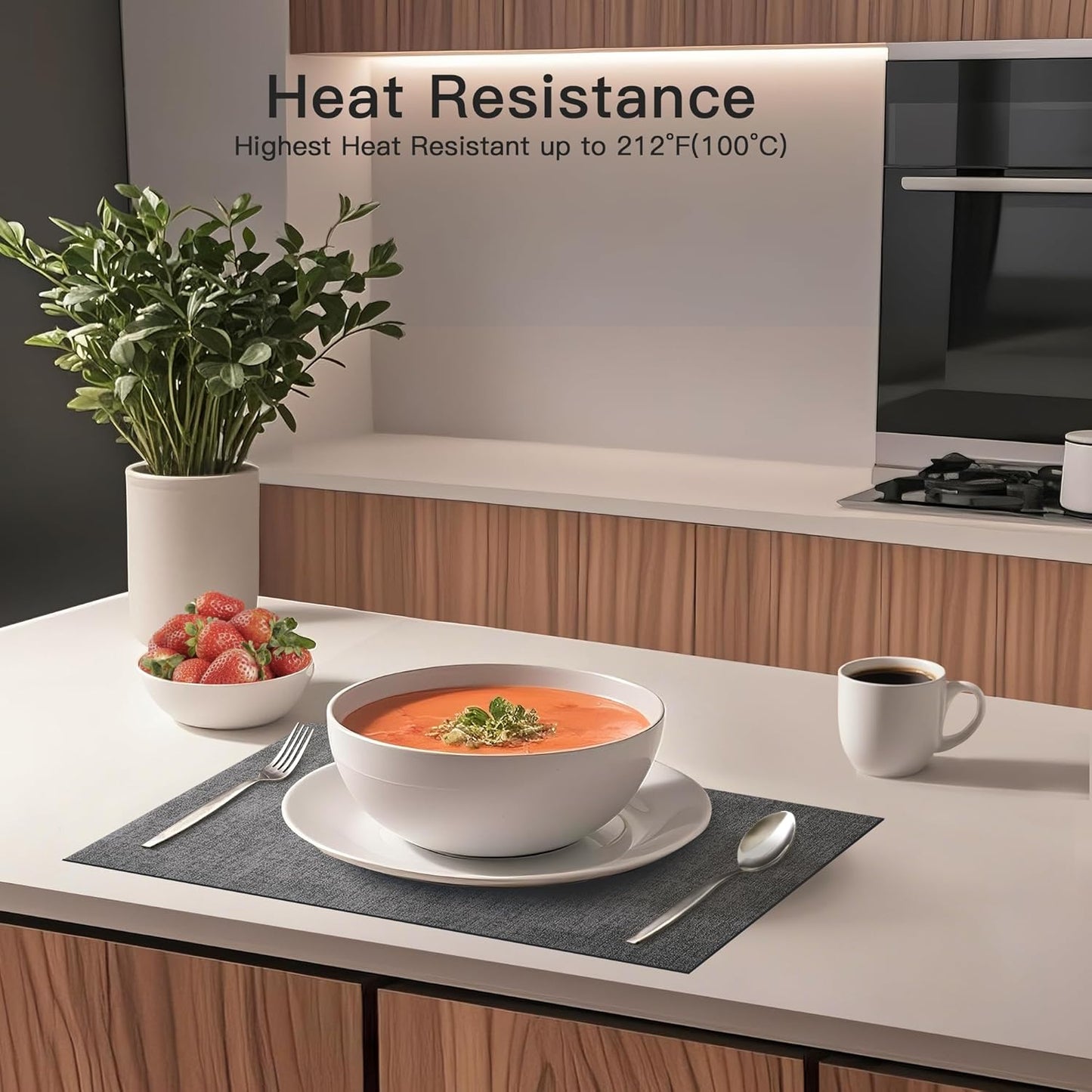 DOLOPL Placemats Set of 6, Reversible Wipeable & Heat Resistant Place Mats, Modern Faux Leather