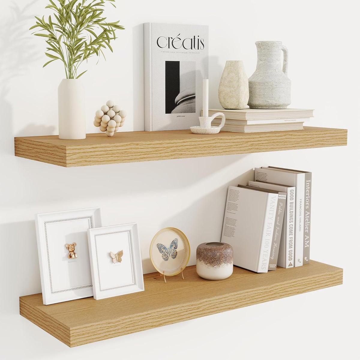 Fun Memories Floating Shelves for Wall, 30 Inch Rustic Wood Wall Mounted Shelves for Bathroom