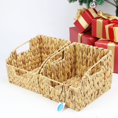 Casaphoria Square Irregular Hyacinth Storage Baskets Natural Hand Woven Water Hyacinth Basket