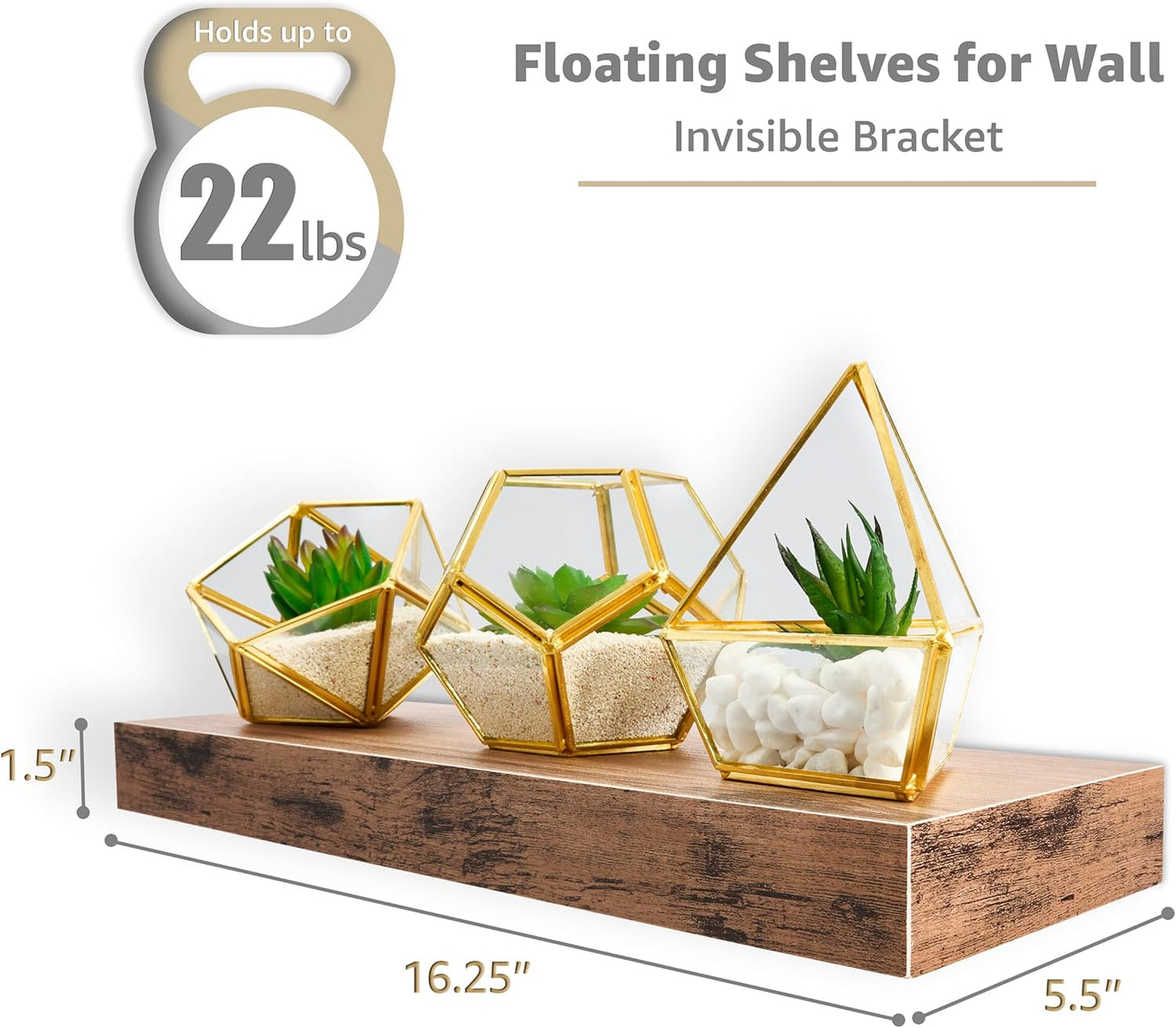 Sorbus Floating Shelves for Wall, Bathroom Shelves Wall Mounted for Kitchen, Bedroom, Bathroom
