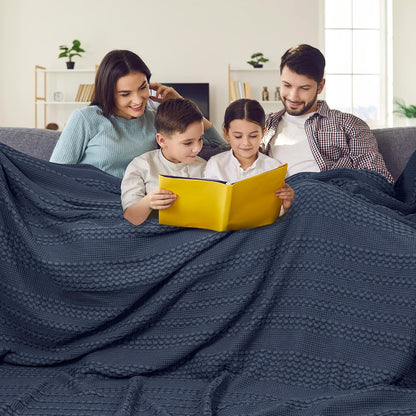 PHF 100% Cotton Waffle Blanket Oversized King 120"x120", Lightweight Breathable Extra Large 10'x10'