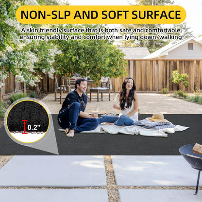 Marine Carpet,5 FT x 10 FT Black Indoor Outdoor Carpet 0.2" Thick Boat Carpet with Water-Proof TPE