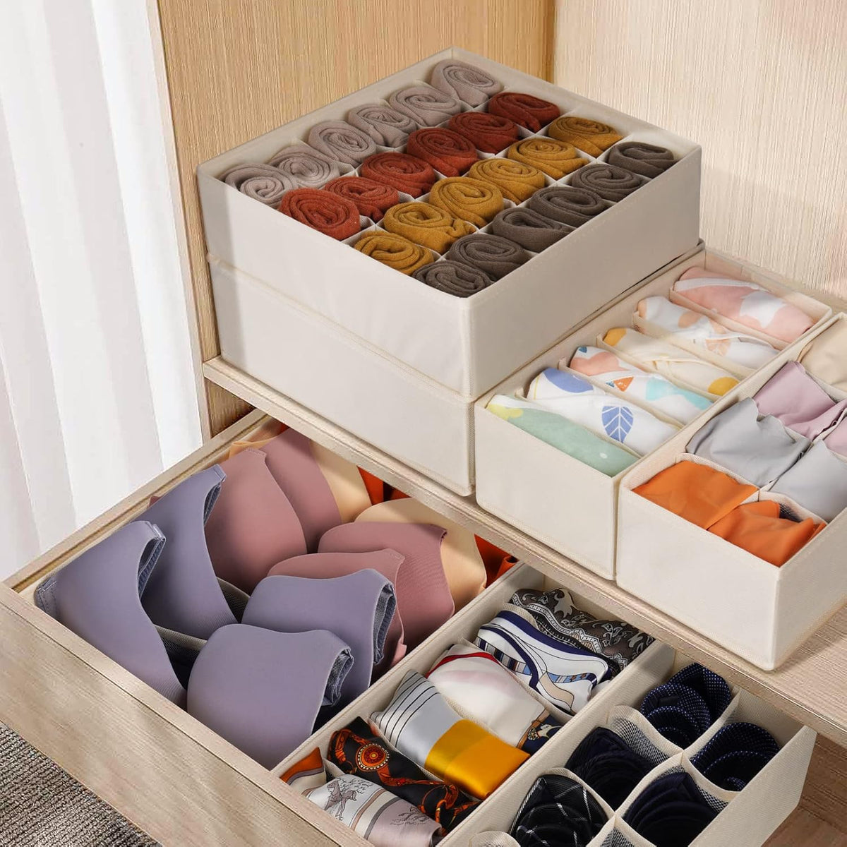 12 Pack Baby Clothes Organizer for Nursery, 116 Cells Fabric Foldable Dresser Closet Organizers and