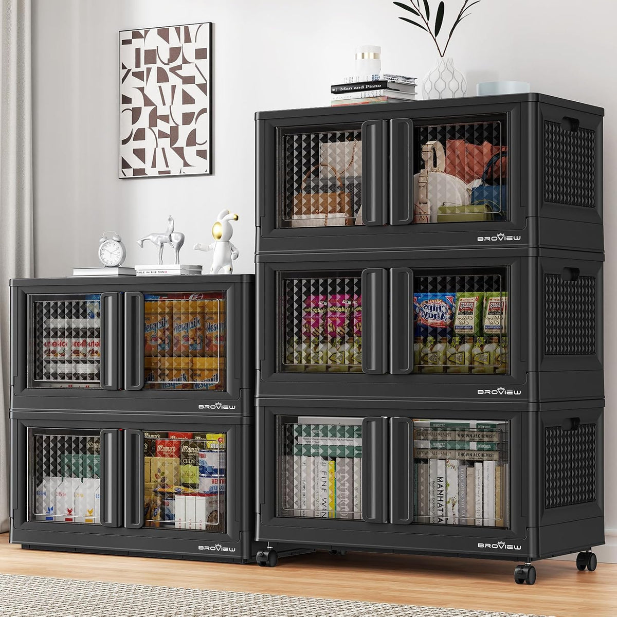 500Qt Stackable Storage Bins with Lids, 125Gal Closet Organizers and Storage Drawer, Plastic