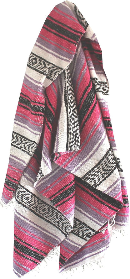 Del Mex Classic Mexican Blanket, Large Authentic Woven Falsa Throw (70"x50"), Artisan Southwest