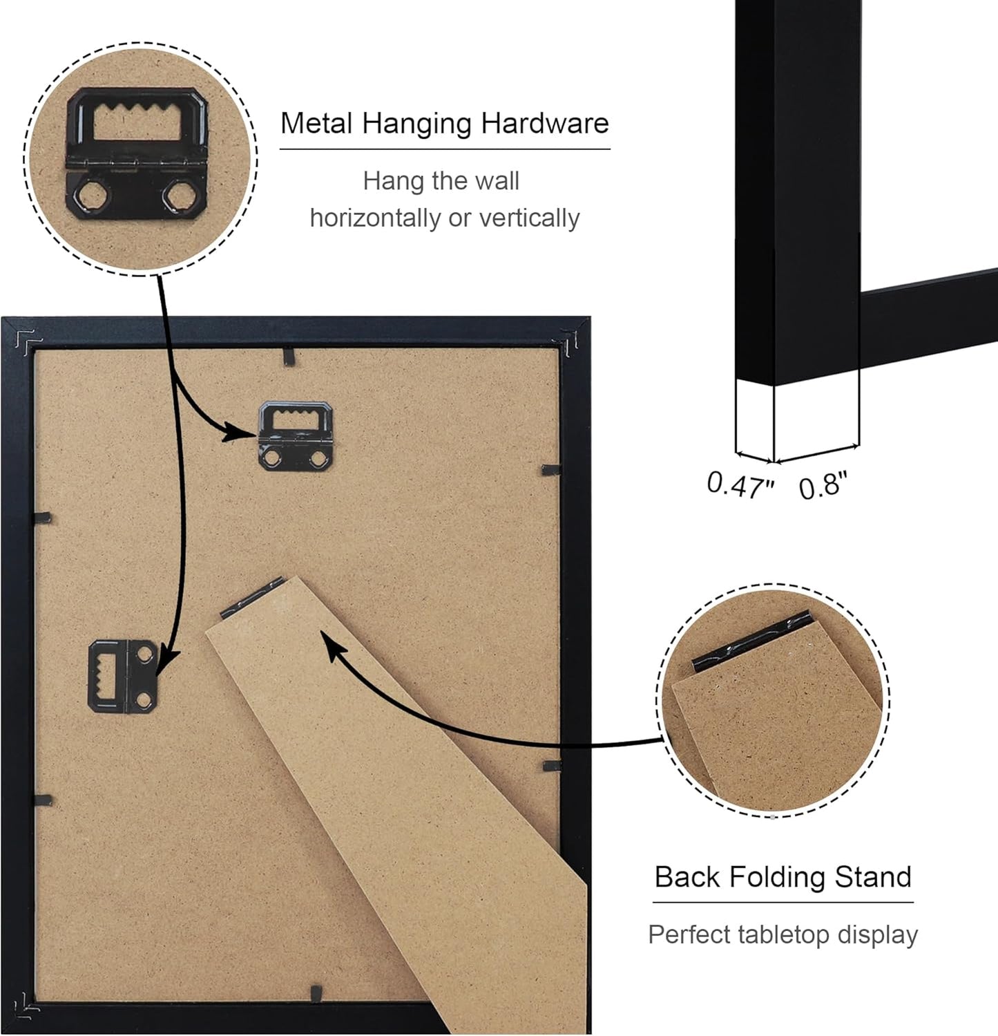 8x10 Picture Frame Set of 4, 8 x 10 Wood Photo Frames with Mat for 5x7, Wooden Frame with Real
