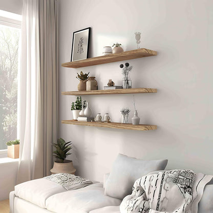Wood Floating Shelves for Wall, Rustic Wall Shelves for Bedroom, Wall Mounted Floating Shelf, Set