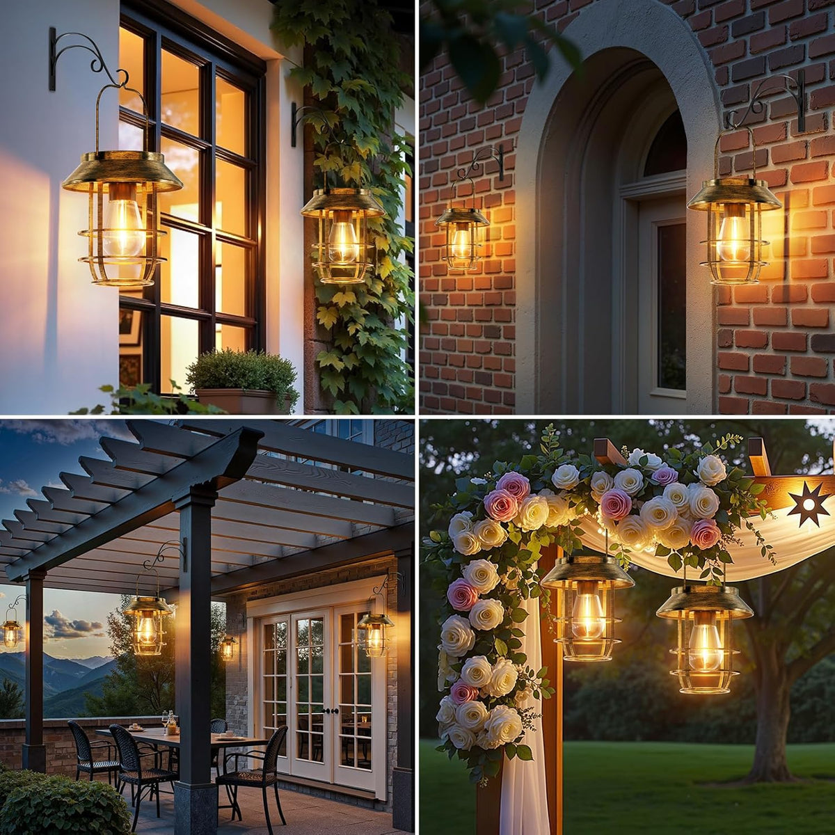 Solar Lanterns Outdoor Waterproof, High Brightness Hanging Solar Lights for Outside with Wall