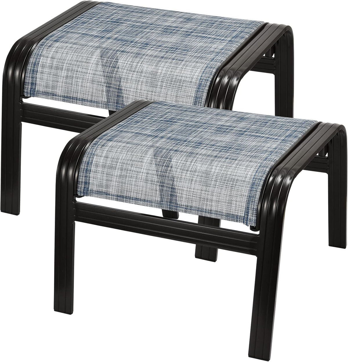 Outdoor Foot Stools Gift for Patio Ottoman Footrest Aluminum Portable Seat Wicker Furniture