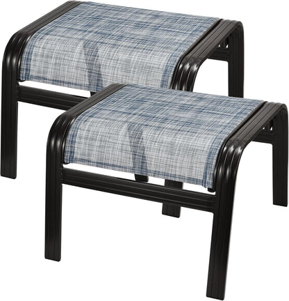Outdoor Foot Stools Gift for Patio Ottoman Footrest Aluminum Portable Seat Wicker Furniture