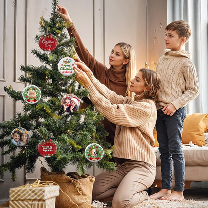 Personalized Christmas Ornaments 2025 - Custom Double-Sided Photo Ceramic Xmas Tree Hanging Decor