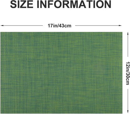 Vinyl Placemats Set of 4, PVC Woven Washable Non-Slip Table Mats, Heat Resistant Wrinkle Free Place