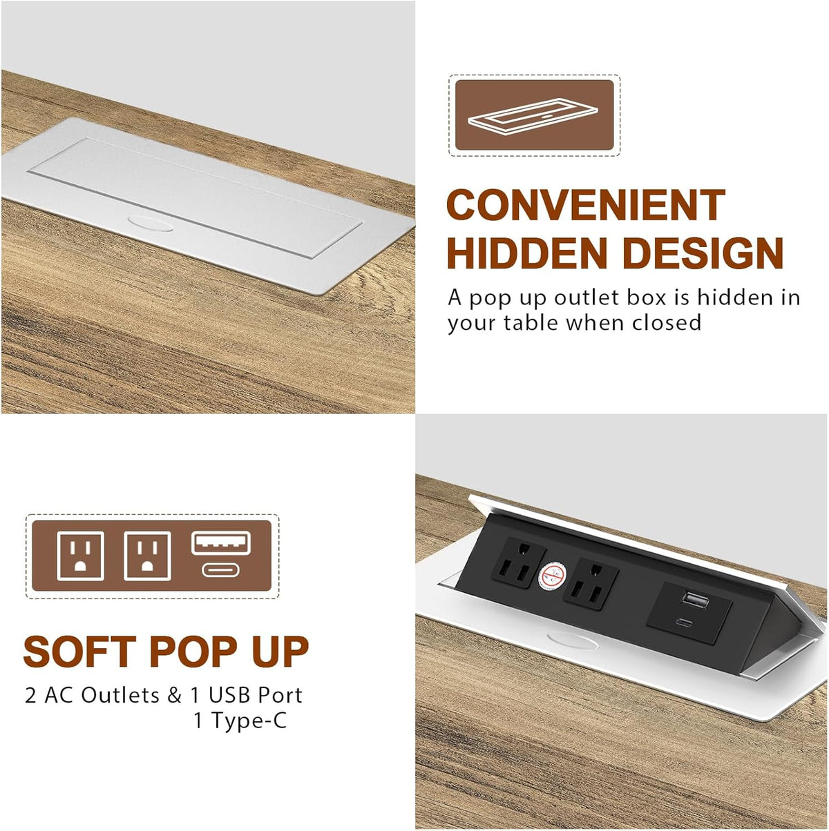 HIFYOBRO Large End Table Set of 2, Flip Top Charging Station and 2 Drawers, Type-C & USB Port &