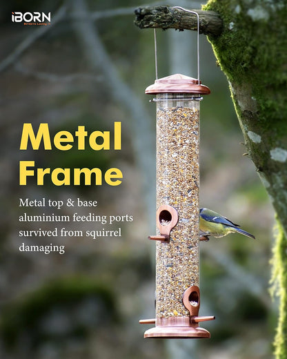 iBorn Metal Bird Feeders Metal Bird Feeder Copper for Outdoors Hanging All Metal Copper Finishing