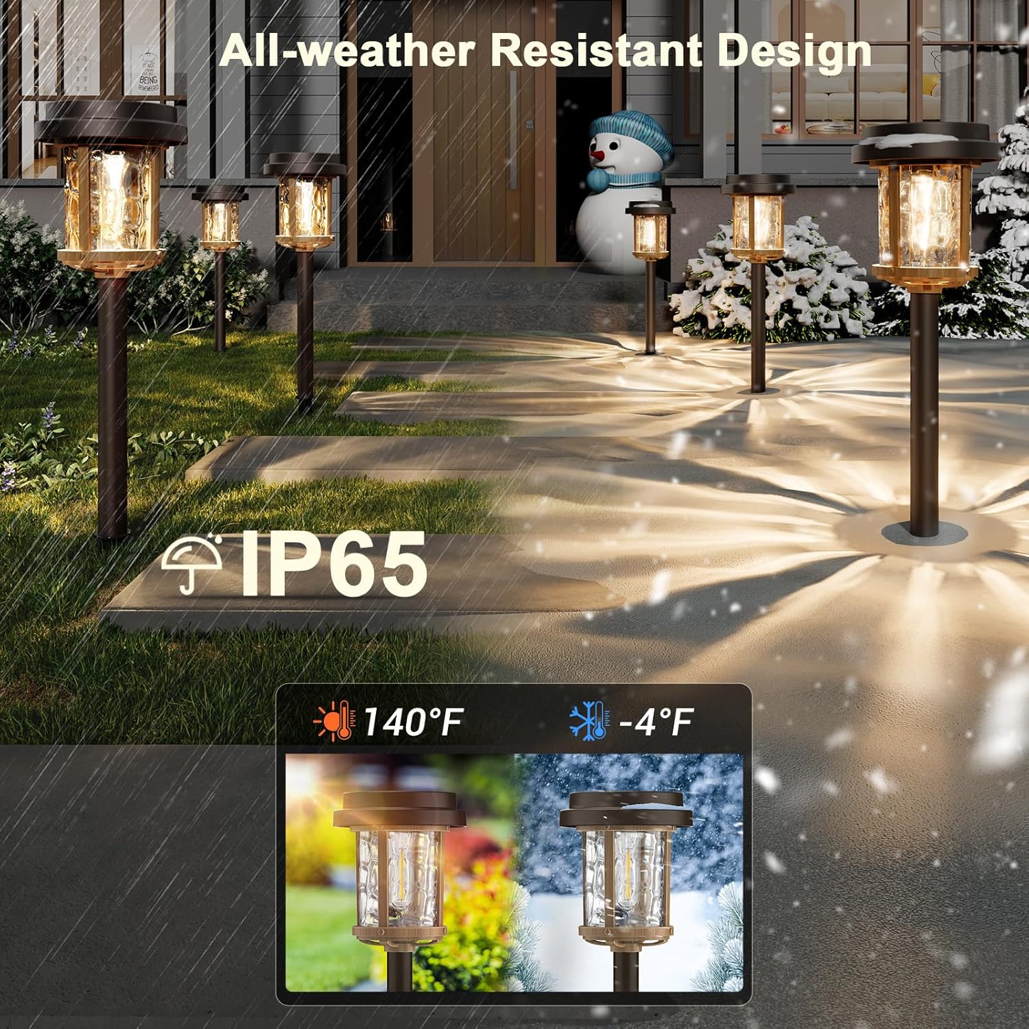 XMCOSY+ Solar Pathway Lights, Dual-Tone Solar Lights Outdoor Waterproof IP65, 20 LM LED Bright