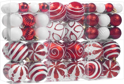 100Pcs Christmas Balls Ornaments Set, Shatterproof Christmas Decorations with Hand-held Gift