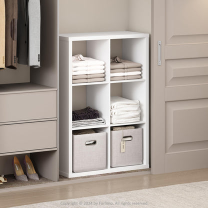 Furinno Cubic Extra Thick 6-Cube Closet Organizers and Storage, White
