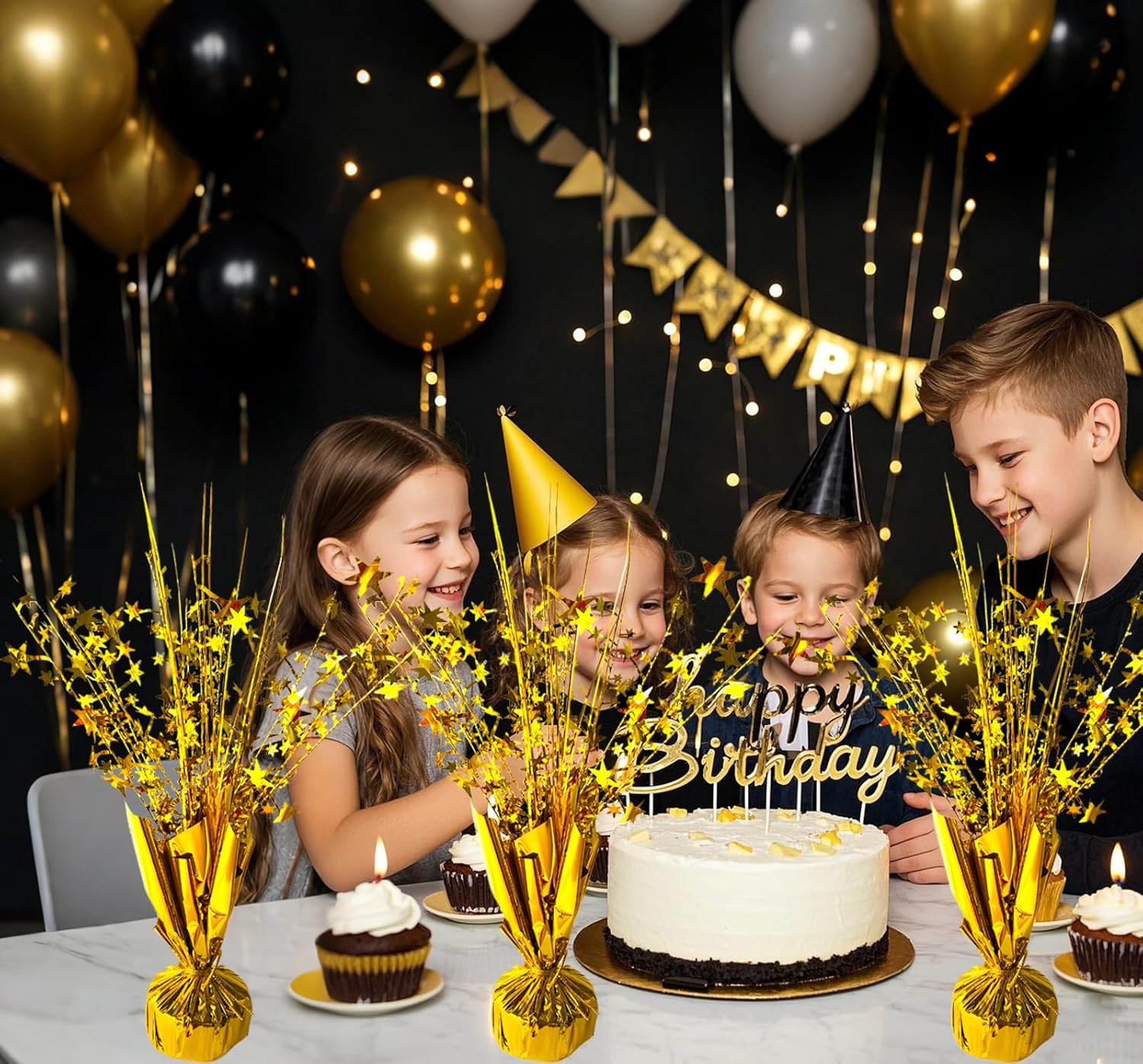 12 Pack Metallic Foil Spray Centerpiece Star Table Decoration Burst Table Centerpieces for Birthday