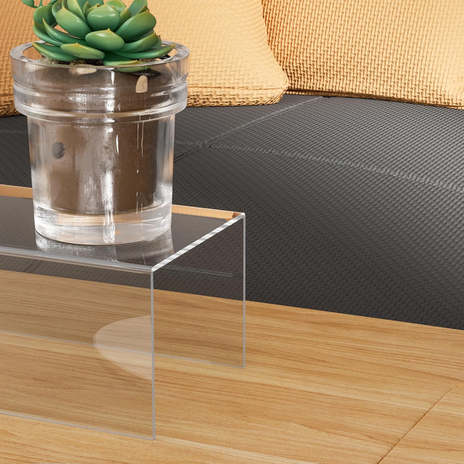 Clear Display Risers Shelf 3pcs, Countertop Rectangular Acrylic Display Storage Organizer, Acrylic
