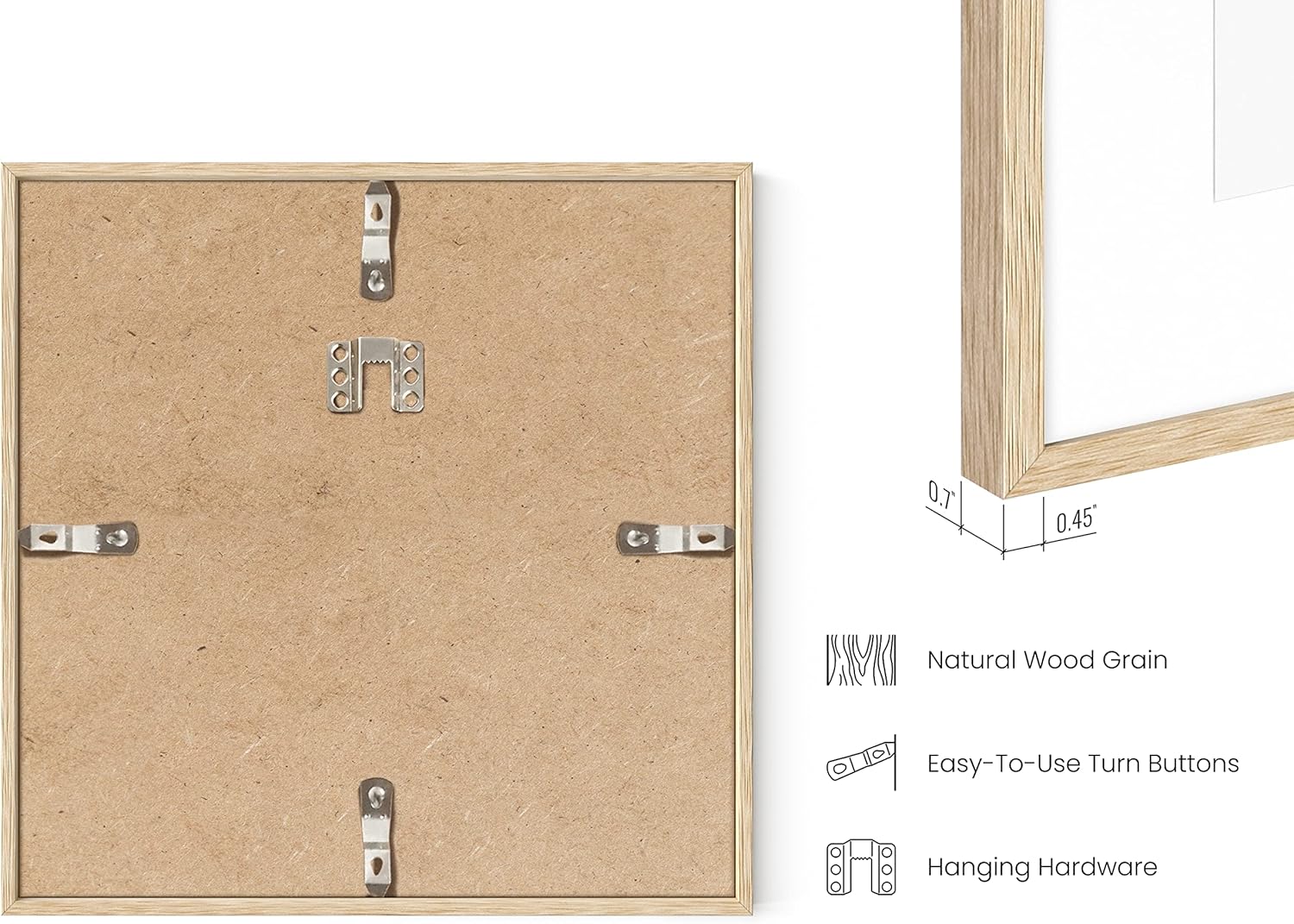 HAUS AND HUES Solid Oak Wood 10”x10”Picture Frames Matted to 5”x5” Set of 4-10x10 Photo Frame Set