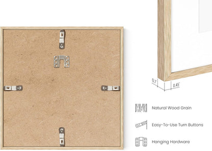HAUS AND HUES Square Picture Frames 8 x 8 Set of 15 - Photo Gallery Wall Frame Set, Oak Wood, 8x8
