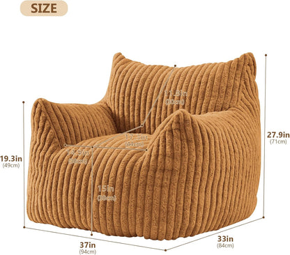 Giant Bean Bag Chairs for Adults Teens, Large Bean Bag Sofa Chairs with Filling Comfy Fuzzy BeanBag