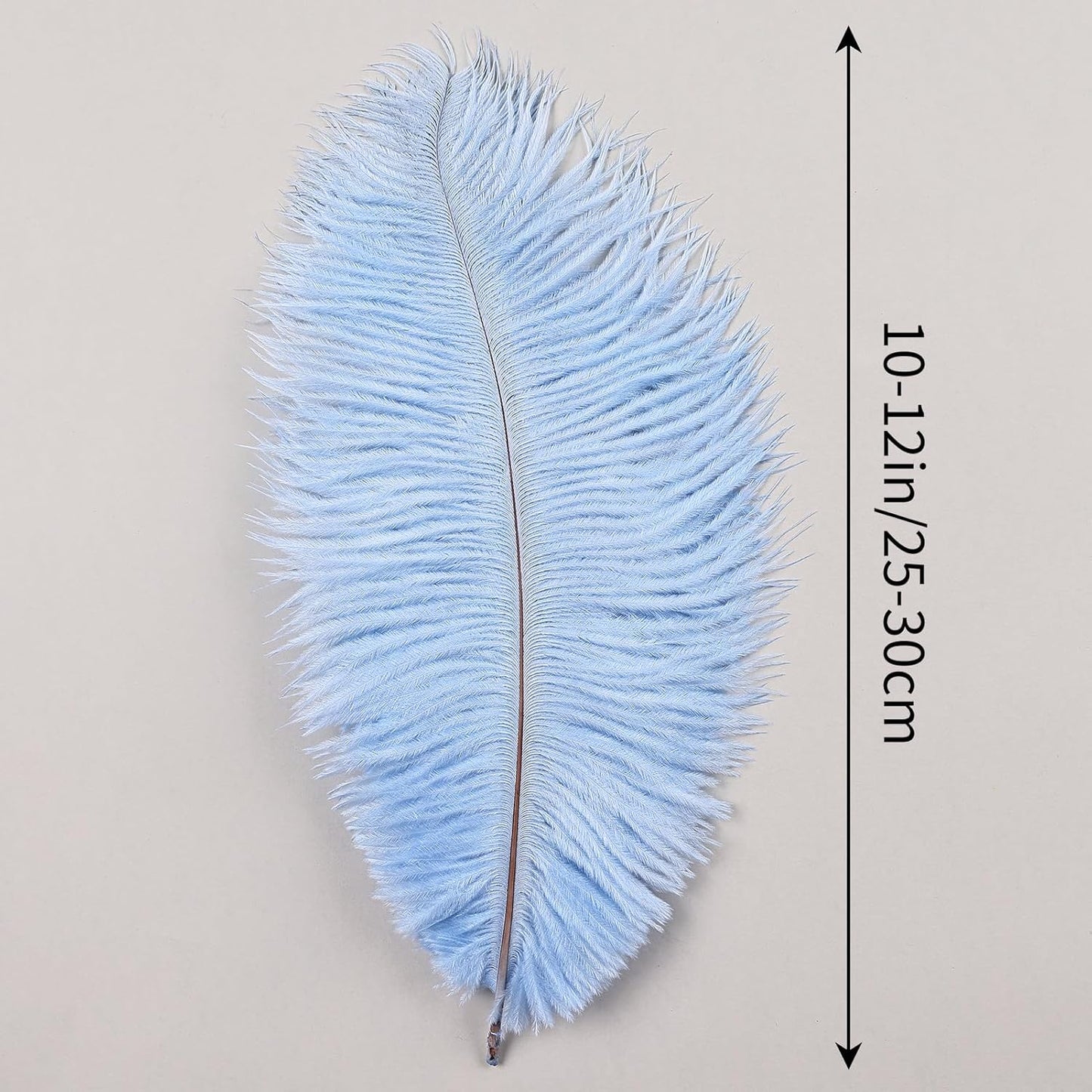 THARAHT Baby Blue Ostrich Feathers 24pcs Natural Bulk 10-12Inch 25cm-30cm for Crafts Wedding Party