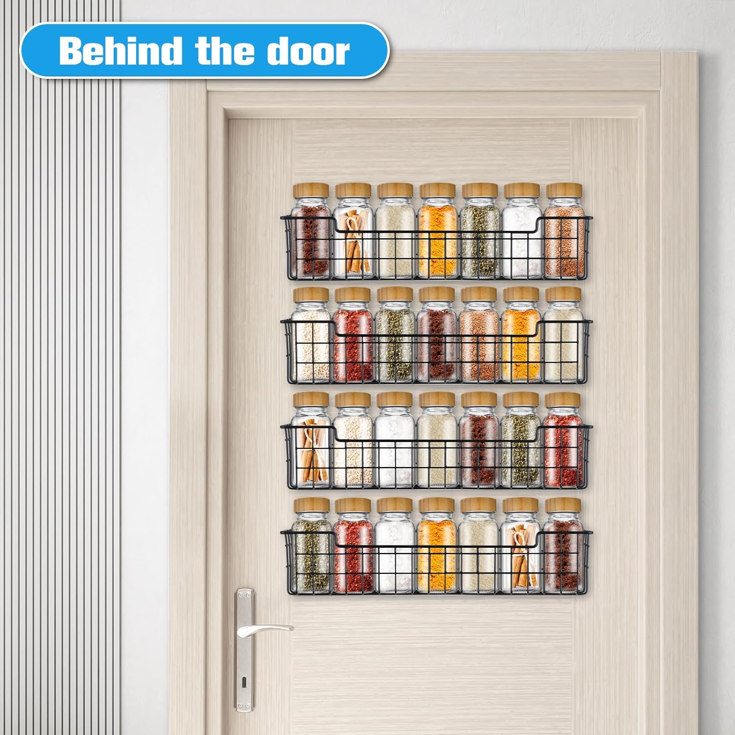 Spice Rack Organizer Wall Mount, Spice Organization Storage Shelf for Cabinet Door, 2 Packs Wall