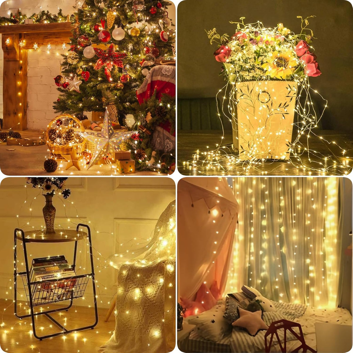 24 Pack Fairy Lights Battery Operated 7 Feet 20 Led Christmas Twinkle String Lights Silver Wire