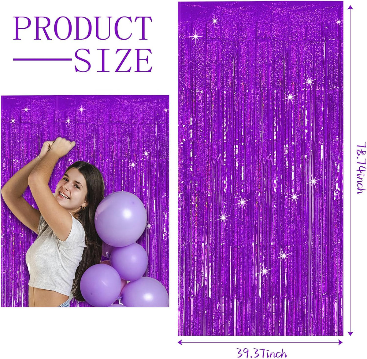 3 Pack Purple Backdrop Tinsel Streamers Foil Fringe Backdrop Halloween Party Decorations Purple