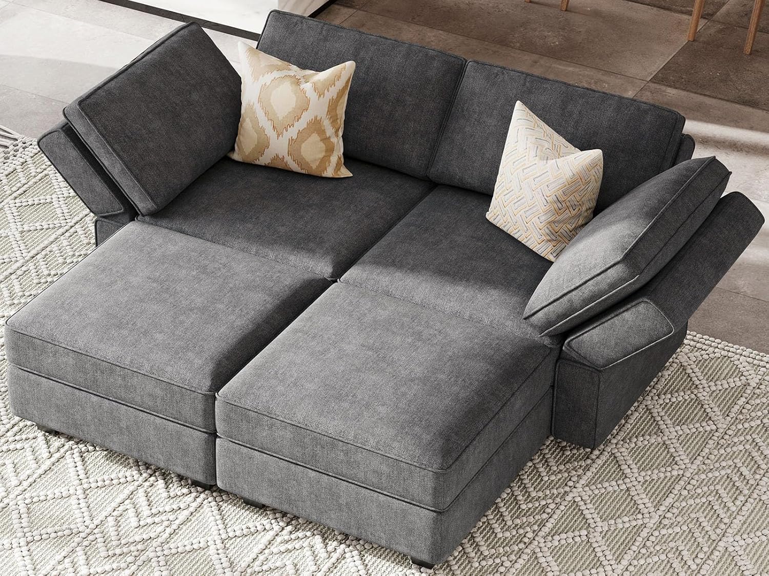 Bellfin Modular Sectional Sleeper Sofa Convertible Sofas with Storage Ottomans Small Sectional