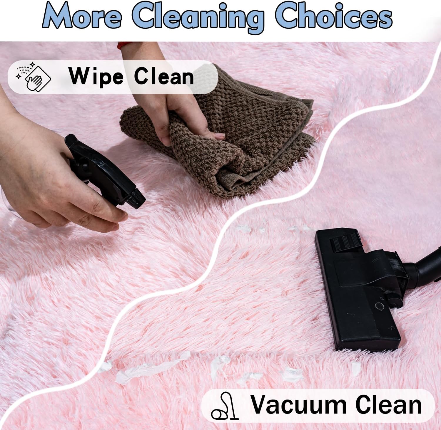Rezutan Ultra Soft Pink Rugs for Bedroom 6x9 Feet, Fluffy Shag Area Rugs for Living Room, Large