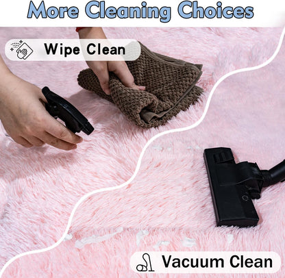 Rezutan Ultra Soft Pink Rugs for Bedroom 6x9 Feet, Fluffy Shag Area Rugs for Living Room, Large
