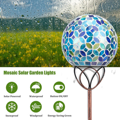 VCUTEKA Solar Outdoor Lights Garden Decor Mosaic Solar Garden Lights Waterproof Glass Ball LED