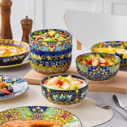 vancasso 24 Pieces Dinnerware Sets, Plates and Bowls Set, Porcelain Dishes Set for 6, Microwave and